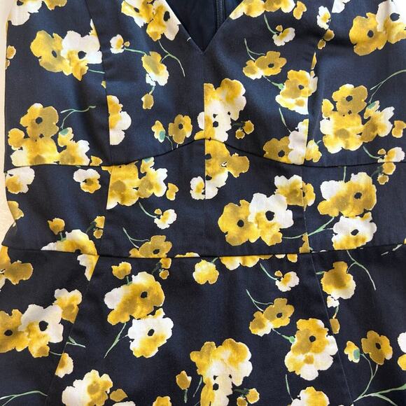 Max Mara made in Italy navy yellow floral sleeveless vneck lined sheath dress S* - Picture 2 of 5